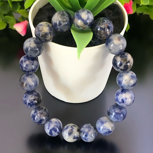 Sodalite 10mm Natural Stone Beads Stretchable Bracelet - Picture 1 of 2
